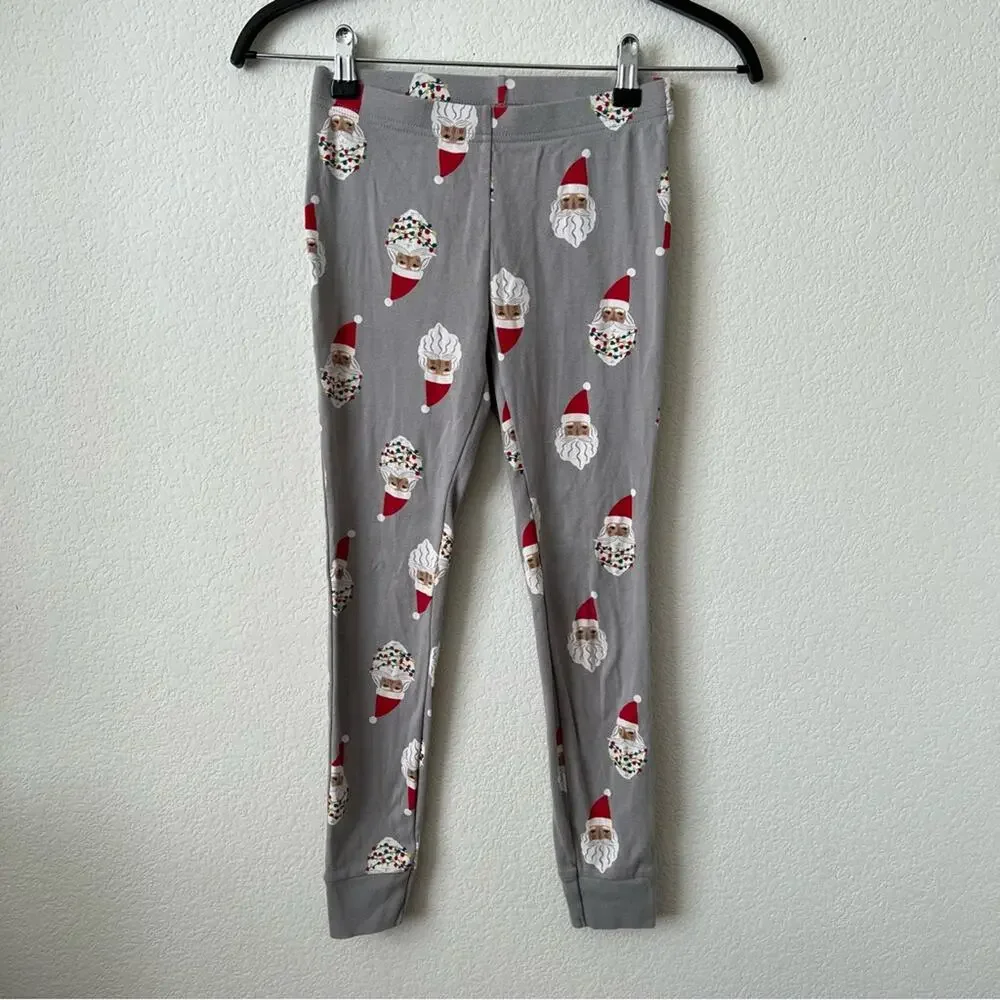 Old Navy gray red Santa print pajama pj legging pants